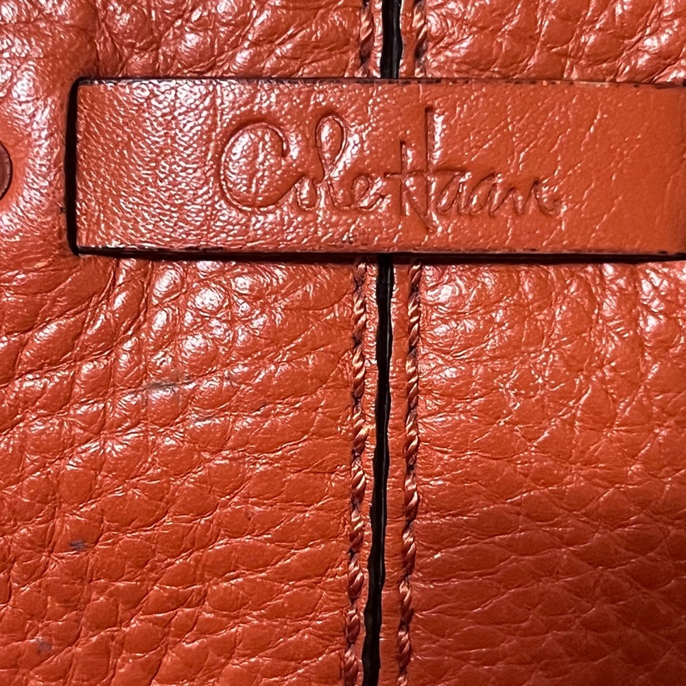 Cole Haan Large Burnt Orange Pebbled Leather Handbag Hobo Detachable Strap - Picture 5 of 12